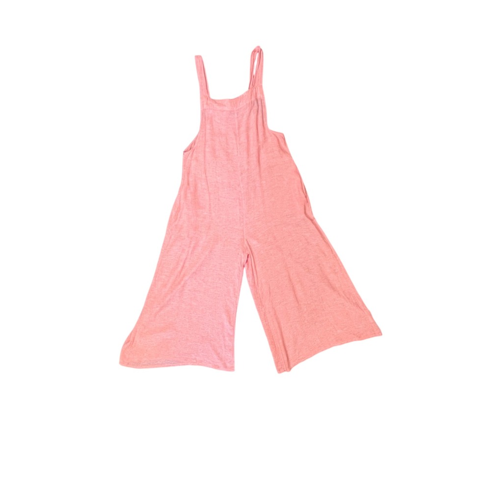 Haute Hippie Style Coral Linen Blend Wide Leg Pockets Tie Back Jumpsuit L Resort